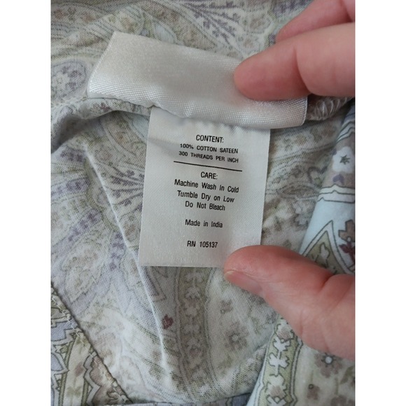 Raymond Waites Paisley Pillow Cases Set Of 2 QUEEN Green Purple 100% Cotton Boho - Picture 6 of 8